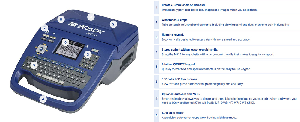 Brady M710 Printer Features